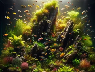 A vibrant freshwater aquarium