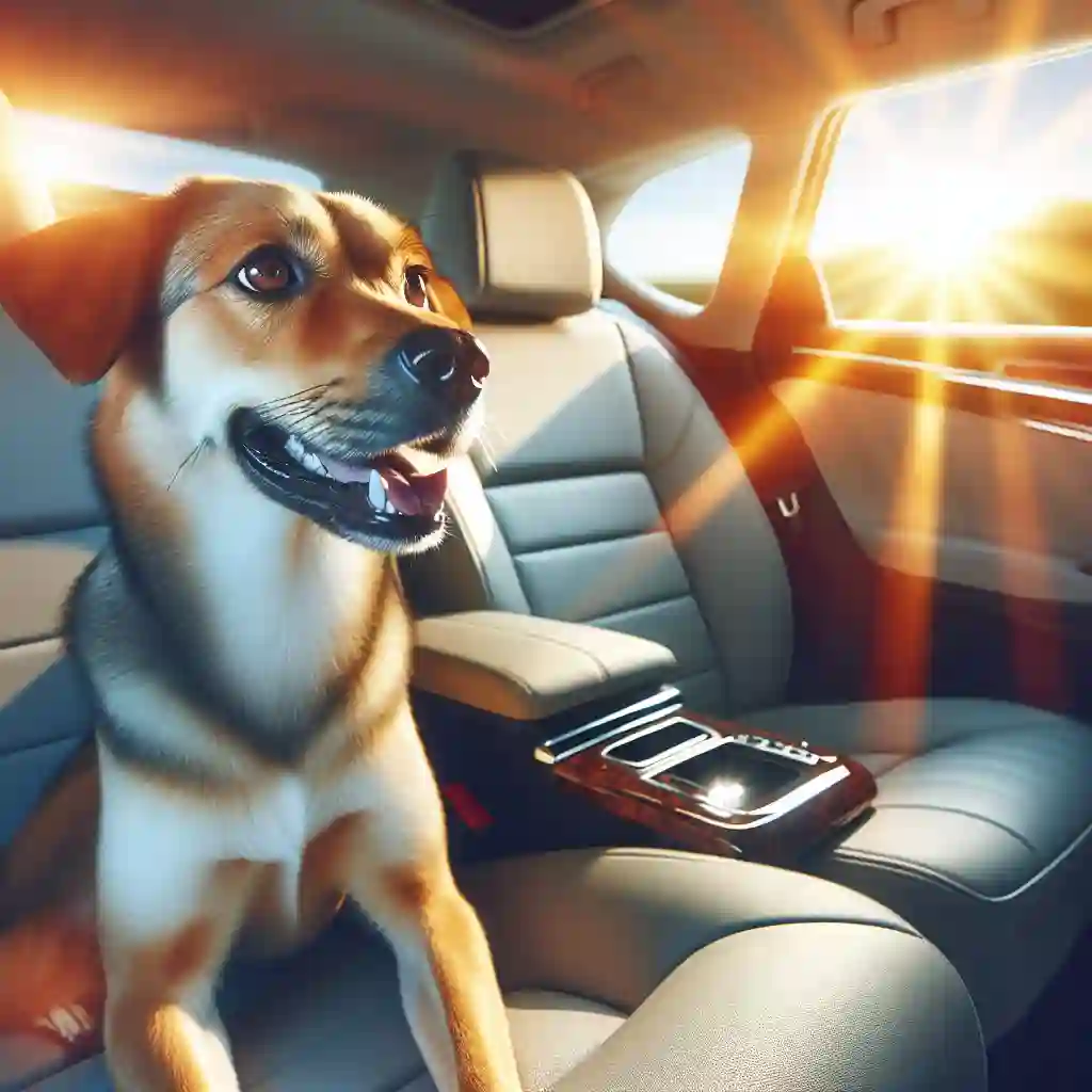 Happy dog enjoying a car ride without sickness.