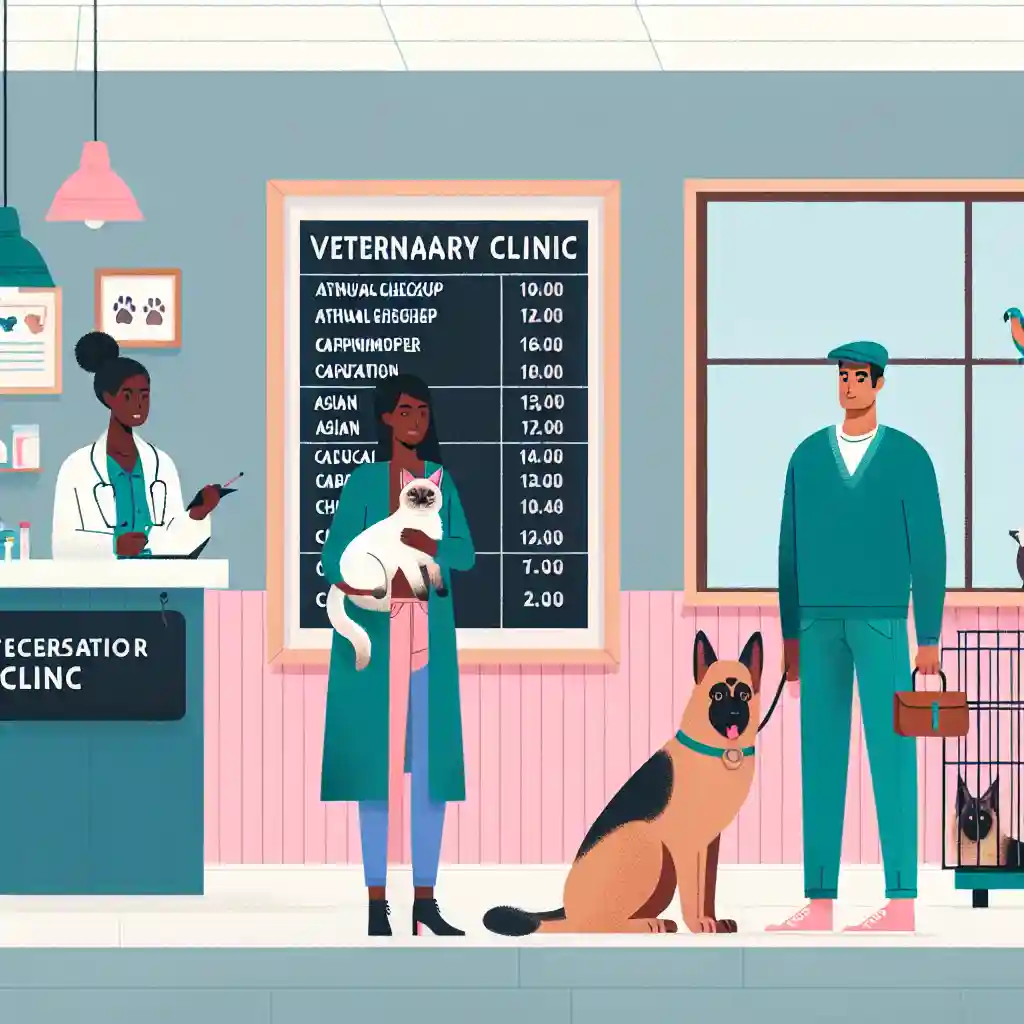 A veterinarian explaining consultation fees to a pet owner during an appointment.