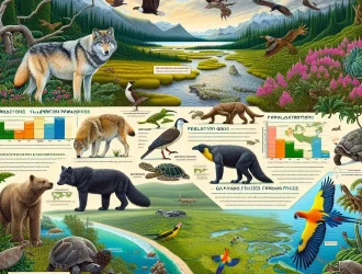 A diverse group of wildlife species in their natural habitat, illustrating biodiversity.