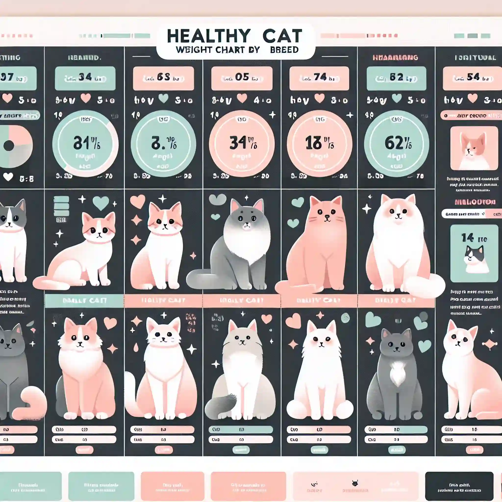 Cat weight chart showing ideal weights by age and breed for healthy pets.